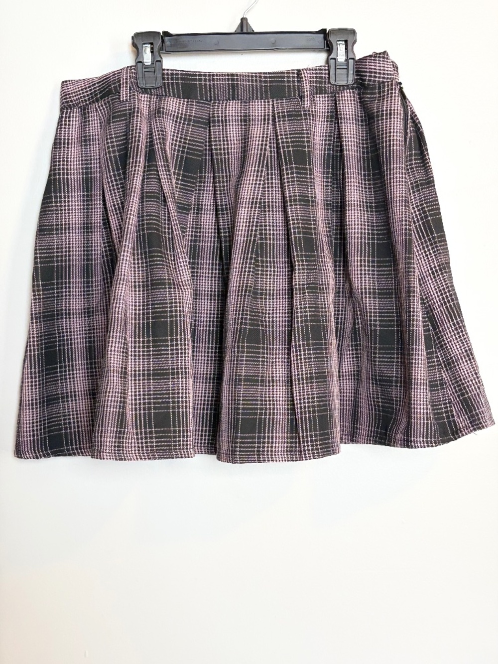 Sweet Society Pink & Black Plaid Dark Academia Goth Pleated Mini Skirt